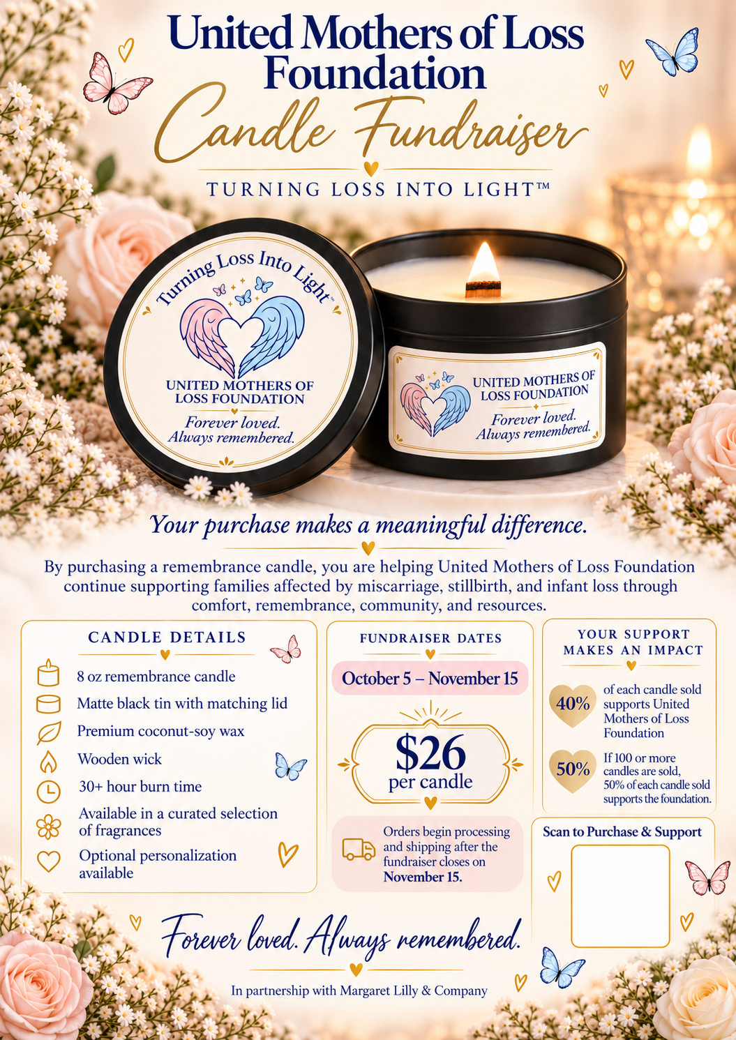 Turning Loss Into Light Remembrance Candle | United Mothers of Loss Foundation